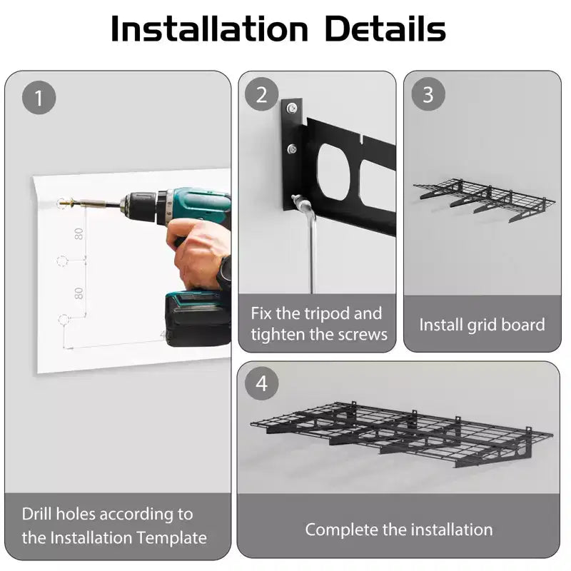 Lot de 2 étagères de garage, étagères murales de rangement de garage, étagères flottantes, étagères murales robustes de 2 x 1,8 m, étagères murales métalliques