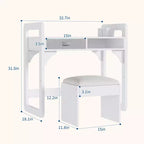 Adjustable Kids Desk and Chair Set, with Cloth Drawers and Pen Holder, Wooden Study Table, for Reading, Homework, Writing