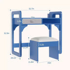 Adjustable Kids Desk and Chair Set, with Cloth Drawers and Pen Holder, Wooden Study Table, for Reading, Homework, Writing