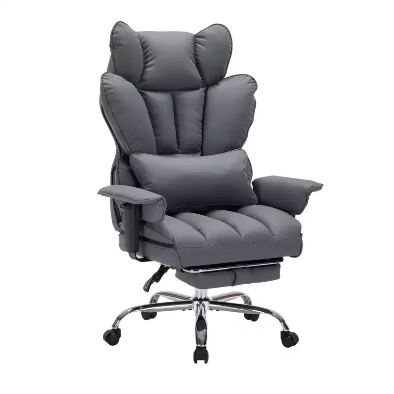 Big and Tall Office Chair w/Footrest, High Back Executive Desk Chair, 155ReclineLumbar Support Pillow, Faux Leather Gaming Chairs for Home