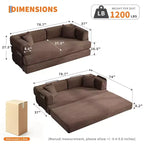 Canapé-lit convertible modulable en velours côtelé de 78,7 po avec oreiller, accoudoirs et dossier – peu encombrant, multiposition