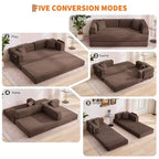 Canapé-lit convertible modulable en velours côtelé de 78,7 po avec oreiller, accoudoirs et dossier – peu encombrant, multiposition