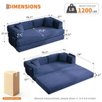 Canapé-lit convertible modulable en velours côtelé de 78,7 po avec oreiller, accoudoirs et dossier – peu encombrant, multiposition