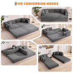 Canapé-lit convertible modulable en velours côtelé de 78,7 po avec oreiller, accoudoirs et dossier – peu encombrant, multiposition