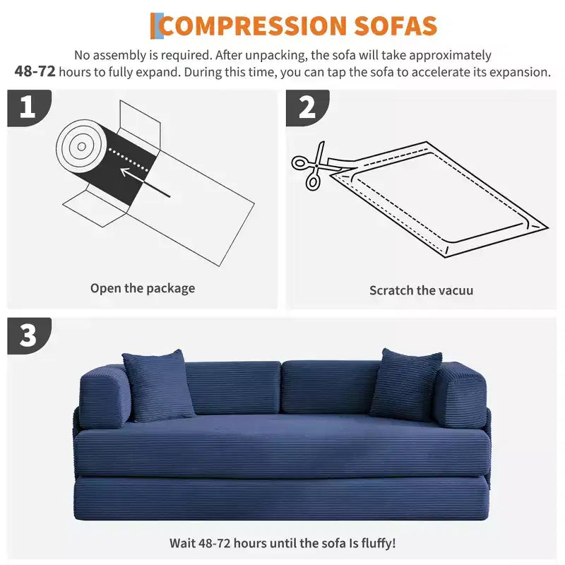Canapé-lit convertible modulable en velours côtelé de 78,7 po avec oreiller, accoudoirs et dossier – peu encombrant, multiposition