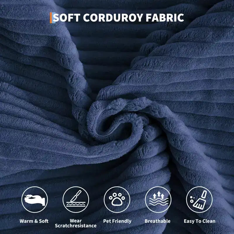 Canapé-lit convertible modulable en velours côtelé de 78,7 po avec oreiller, accoudoirs et dossier – peu encombrant, multiposition