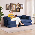 78.7 Modular Convertible Corduroy Floor Sofa Bed  Folding Sleeper Couch with Pillow, Armrest & Backrest  Space-Saving, Multi-Position