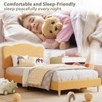 Cadre de lit entièrement tapissé avec tête de lit Tissu polaire, lattes en bois, pas de sommier à ressorts, plateforme métallique pour enfants et adultes