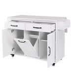 HomyCasa Kitchen Island Cart with Tilt-Out Trash Storage and Rolling Wheels, White