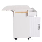 HomyCasa Kitchen Island Cart with Tilt-Out Trash Storage and Rolling Wheels, White