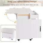 HomyCasa Kitchen Island Cart with Tilt-Out Trash Storage and Rolling Wheels, White