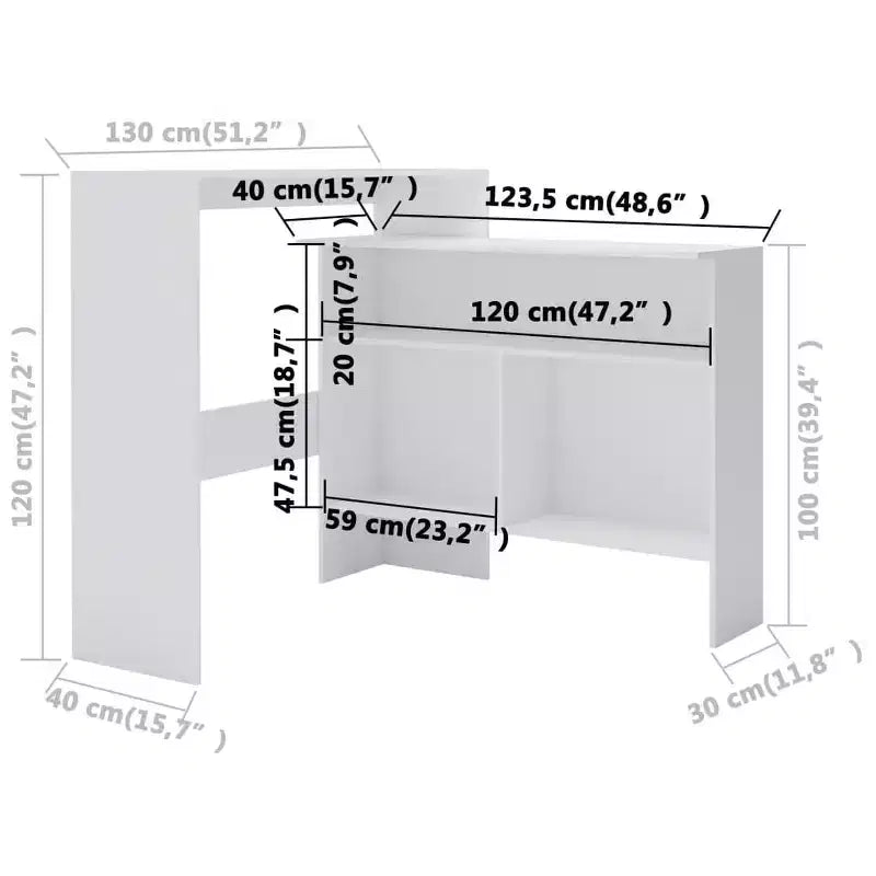 vidaXL Table de bar Table haute Table de bistrot pour cuisine avec 2 plateaux de table