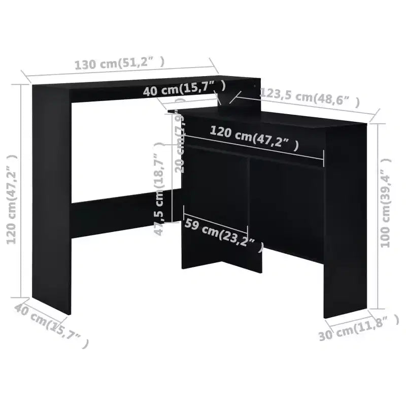 vidaXL Table de bar Table haute Table de bistrot pour cuisine avec 2 plateaux de table