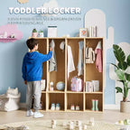 Porte-manteau de classe à 4 sections avec 4 casiers, organisateur de rangement avec 8 crochets pour la maison, la crèche, l'école, la maternelle