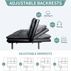 Dyonery Canapé-lit Futon Convertible 71", Canapé Futon Confortable, Canapé-lit Inclinable en Mousse à Mémoire de Forme pour Salon, Bureau, Appartement