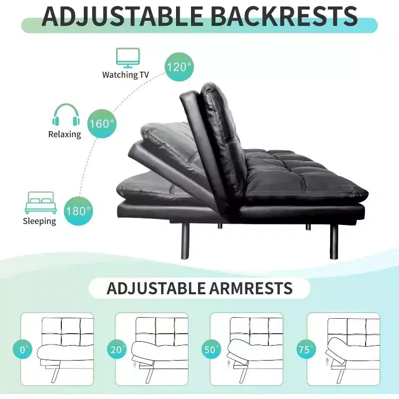 Dyonery Canapé-lit Futon Convertible 71", Canapé Futon Confortable, Canapé-lit Inclinable en Mousse à Mémoire de Forme pour Salon, Bureau, Appartement