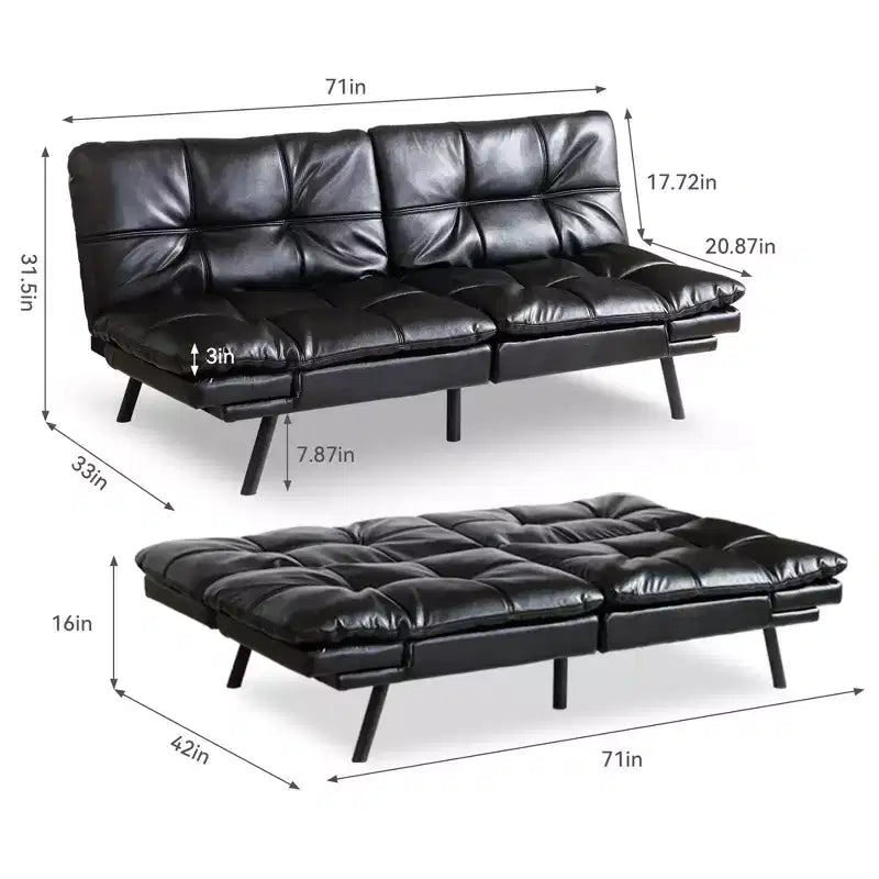 Dyonery Canapé-lit Futon Convertible 71", Canapé Futon Confortable, Canapé-lit Inclinable en Mousse à Mémoire de Forme pour Salon, Bureau, Appartement