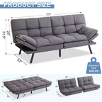 Dyonery Canapé-lit Futon Convertible 71", Canapé Futon Confortable, Canapé-lit Inclinable en Mousse à Mémoire de Forme pour Salon, Bureau, Appartement