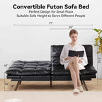 Dyonery Canapé-lit Futon Convertible 71", Canapé Futon Confortable, Canapé-lit Inclinable en Mousse à Mémoire de Forme pour Salon, Bureau, Appartement