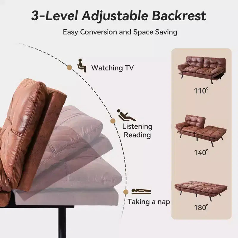 Dyonery Canapé-lit Futon Convertible 71", Canapé Futon Confortable, Canapé-lit Inclinable en Mousse à Mémoire de Forme pour Salon, Bureau, Appartement