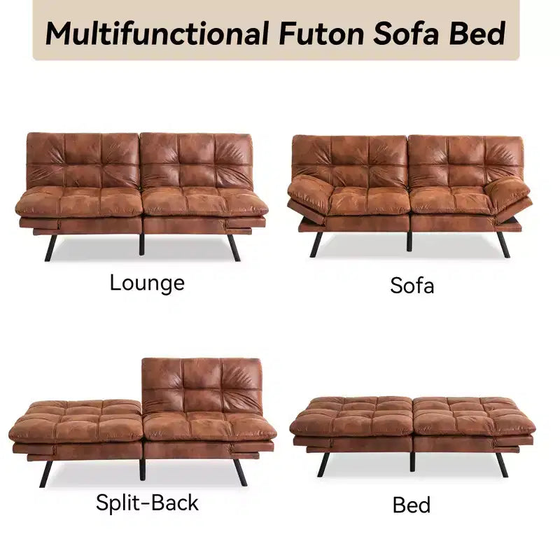 Dyonery Canapé-lit Futon Convertible 71", Canapé Futon Confortable, Canapé-lit Inclinable en Mousse à Mémoire de Forme pour Salon, Bureau, Appartement