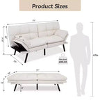 Dyonery Canapé-lit Futon Convertible 71", Canapé Futon Confortable, Canapé-lit Inclinable en Mousse à Mémoire de Forme pour Salon, Bureau, Appartement
