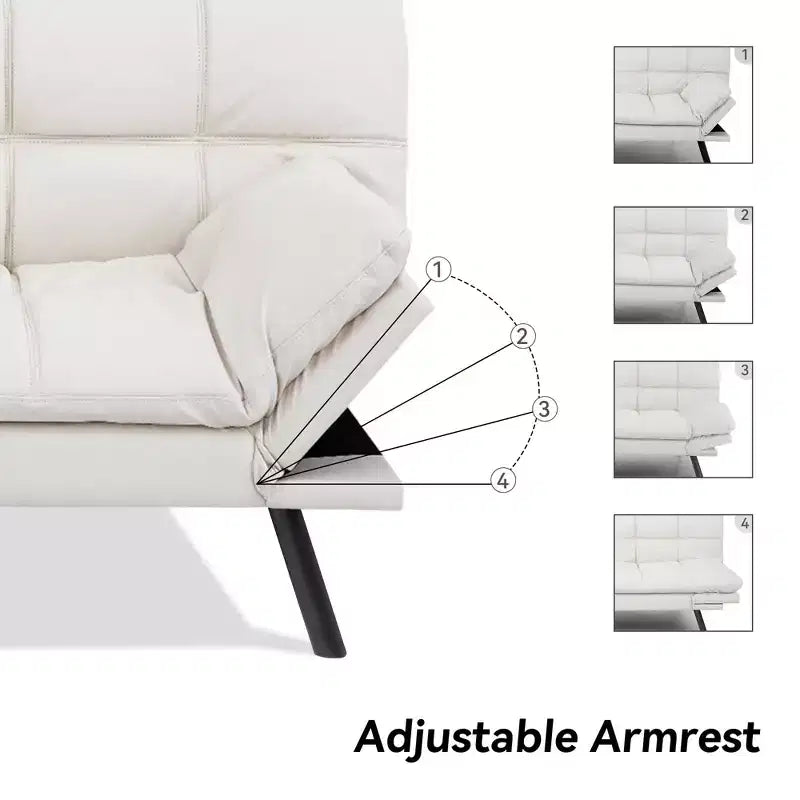Dyonery Canapé-lit Futon Convertible 71", Canapé Futon Confortable, Canapé-lit Inclinable en Mousse à Mémoire de Forme pour Salon, Bureau, Appartement