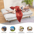 Dyonery Canapé-lit Futon Convertible 71", Canapé Futon Confortable, Canapé-lit Inclinable en Mousse à Mémoire de Forme pour Salon, Bureau, Appartement
