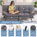 Dyonery Canapé-lit Futon Convertible 71", Canapé Futon Confortable, Canapé-lit Inclinable en Mousse à Mémoire de Forme pour Salon, Bureau, Appartement