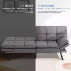 Dyonery Canapé-lit Futon Convertible 71", Canapé Futon Confortable, Canapé-lit Inclinable en Mousse à Mémoire de Forme pour Salon, Bureau, Appartement