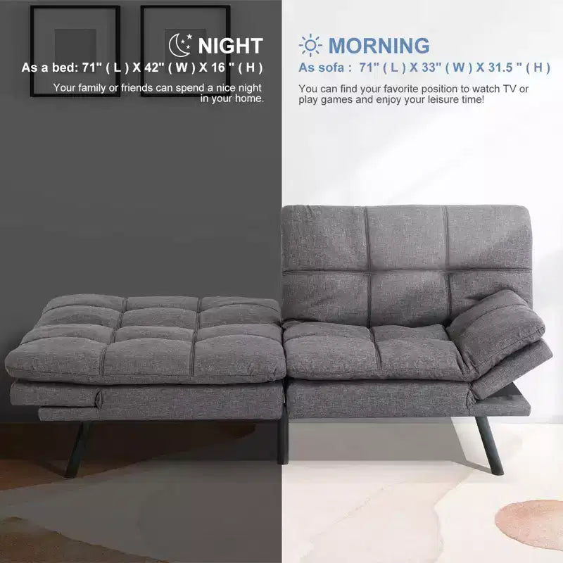 Dyonery Canapé-lit Futon Convertible 71", Canapé Futon Confortable, Canapé-lit Inclinable en Mousse à Mémoire de Forme pour Salon, Bureau, Appartement
