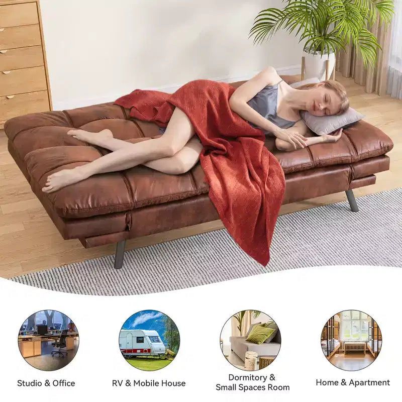Dyonery Canapé-lit Futon Convertible 71", Canapé Futon Confortable, Canapé-lit Inclinable en Mousse à Mémoire de Forme pour Salon, Bureau, Appartement