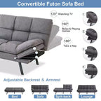 Dyonery Canapé-lit Futon Convertible 71", Canapé Futon Confortable, Canapé-lit Inclinable en Mousse à Mémoire de Forme pour Salon, Bureau, Appartement