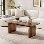 Lantine Farmhouse 47-inch Wooden Coffee Table with Rounded Corners, Rectangular Modern Low Cocktail Tea Furniture for Living Room (Rustic Brown)