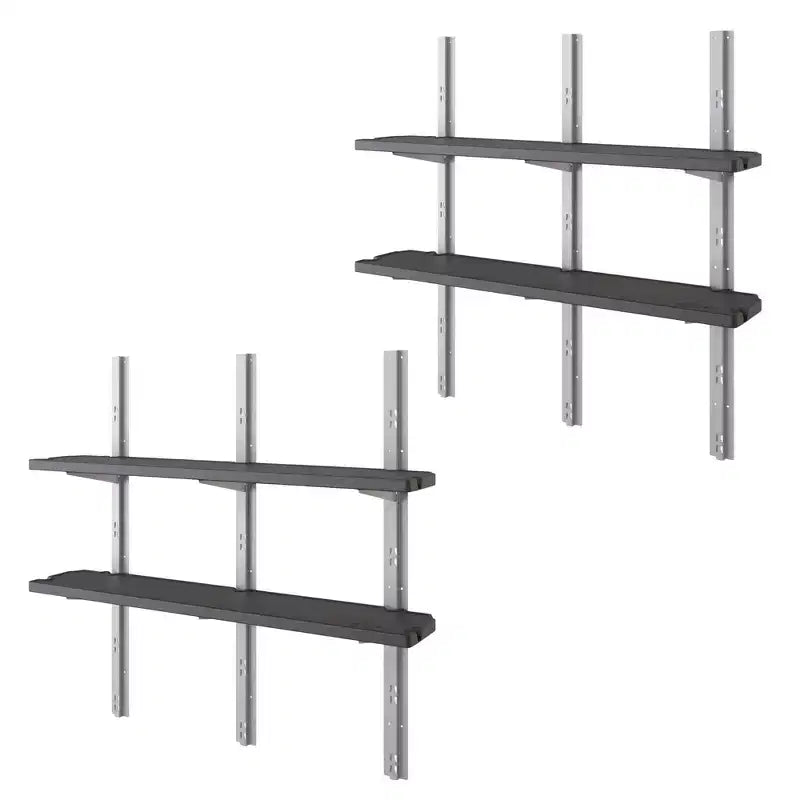 Suncast Vertical Shed 4 Shelf Kit Space Saving Wall Mount Outdoor Storage, Black