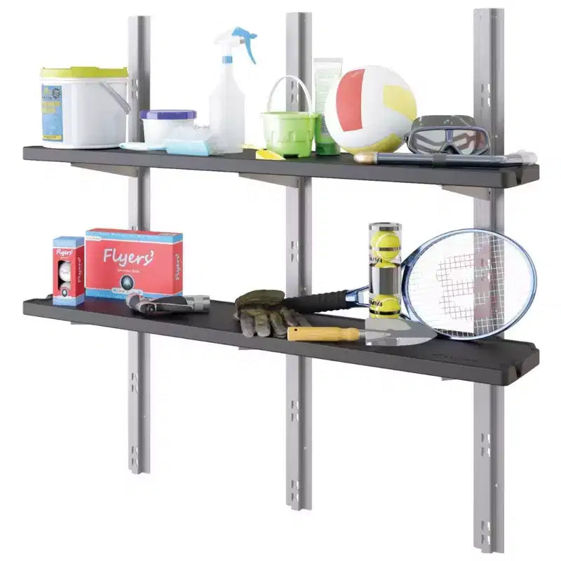 Kit de 4 étagères verticales Suncast pour abri de jardin, montage mural peu encombrant, rangement extérieur, noir