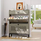 Shoe Storage Cabinet with 2 Flip Drawer, Shoes Organizer with with Top Drawer, Adjustable Shoe Rack