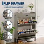 Shoe Storage Cabinet with 2 Flip Drawer, Shoes Organizer with with Top Drawer, Adjustable Shoe Rack
