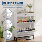 Shoe Storage Cabinet with 2 Flip Drawer, Shoes Organizer with with Top Drawer, Adjustable Shoe Rack