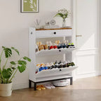 Shoe Storage Cabinet with 2 Flip Drawer, Shoes Organizer with with Top Drawer, Adjustable Shoe Rack