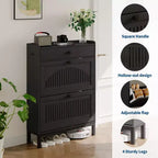 Shoe Storage Cabinet with 2 Flip Drawer, Shoes Organizer with with Top Drawer, Adjustable Shoe Rack