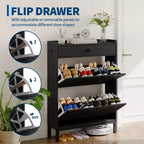 Shoe Storage Cabinet with 2 Flip Drawer, Shoes Organizer with with Top Drawer, Adjustable Shoe Rack