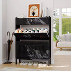 Shoe Storage Cabinet with 2 Flip Drawer, Shoes Organizer with with Top Drawer, Adjustable Shoe Rack