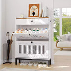 Shoe Storage Cabinet with 2 Flip Drawer, Shoes Organizer with with Top Drawer, Adjustable Shoe Rack