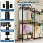 Freestanding Clothing Rack, 70.5 H Garment Rack Combo with Adjustable Shelves Storage for Bedroom Laundry Room Closet