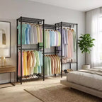 Freestanding Clothing Rack, 70.5 H Garment Rack Combo with Adjustable Shelves Storage for Bedroom Laundry Room Closet