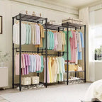 Freestanding Clothing Rack, 70.5 H Garment Rack Combo with Adjustable Shelves Storage for Bedroom Laundry Room Closet