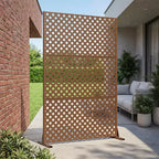 MAYEERTY Laurence Diamond Brown Galvanized Steel Room Divider, 72x47x16, 3-Piece Classic Privacy Screen