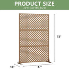 MAYEERTY Laurence Diamond Brown Galvanized Steel Room Divider, 72x47x16, 3-Piece Classic Privacy Screen