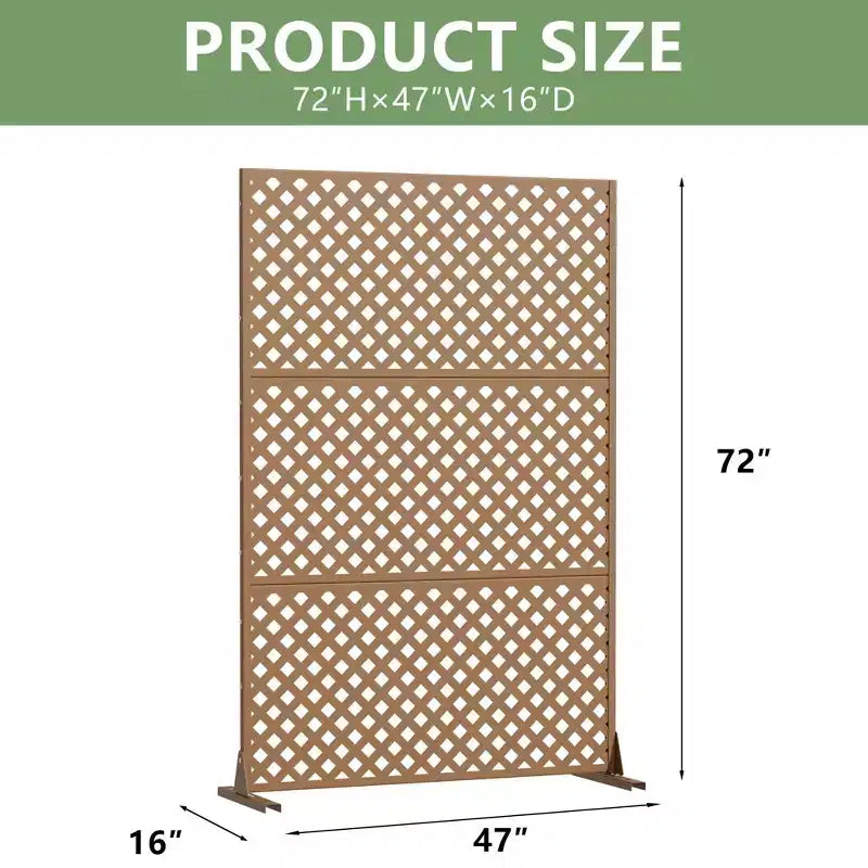 MAYEERTY Laurence Diamond Brown Galvanized Steel Room Divider, 72x47x16, 3-Piece Classic Privacy Screen